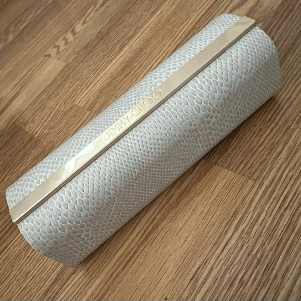 Jimmy Choo gray Faux Snakeskin embossed Hardshell Glasses‎ Case